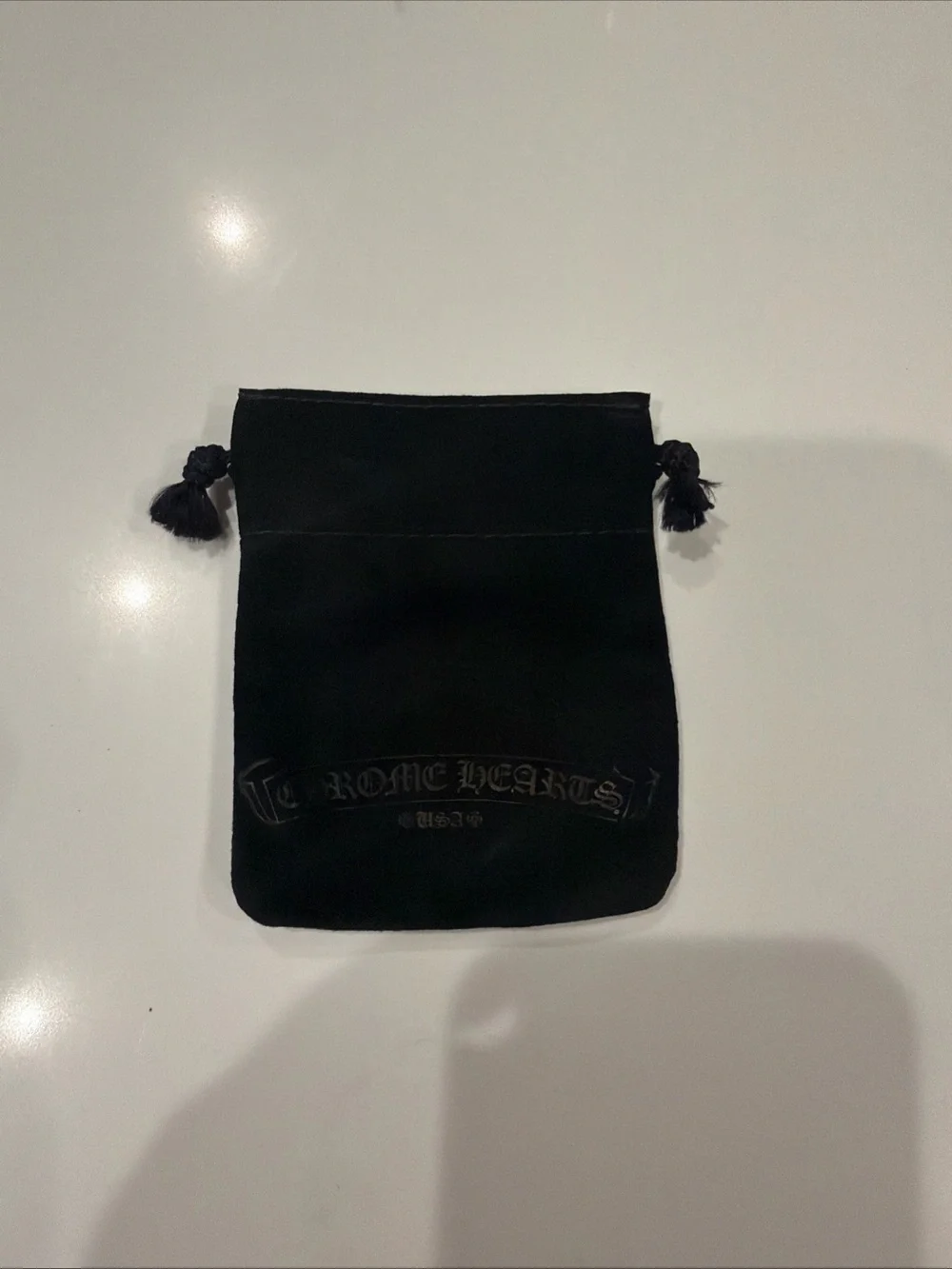Chrome Hearts Black Velvet Drawstring Pouch Trio